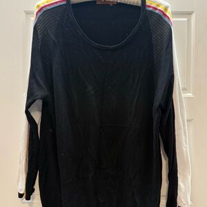 Belldini Black Mesh Sweater with Colorful Striped Sleeves, sz 3x